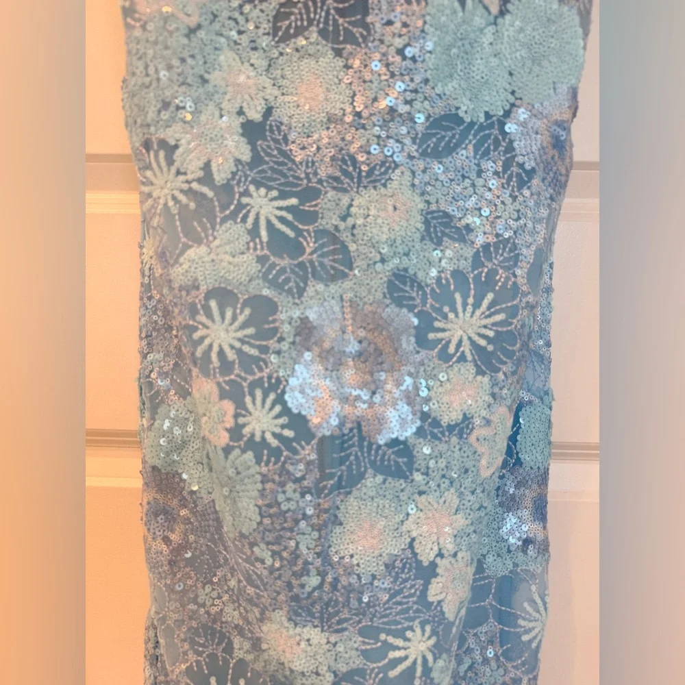 NWOT BRONX AND BANCO Farah Ocean Blue Sequin Multi Strapless Maxi Dress - Picture 9 of 16